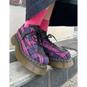 DR MARTENS Buzz tartan platform lace up oxfords shoes women’s 8 new